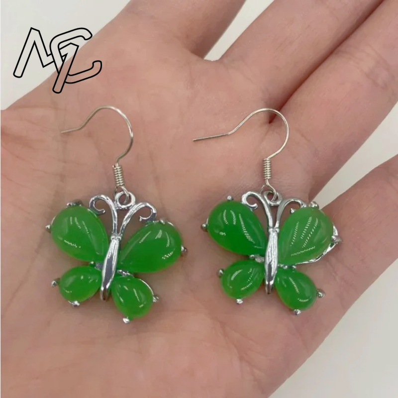 Men'S Fashion Necklaces - S925 Silver Green Jade Butterfly Pendant