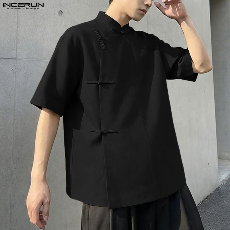 INCERUN Men Shirt Solid Stand  - огляд і ціна Mens Fashion Casual 2026