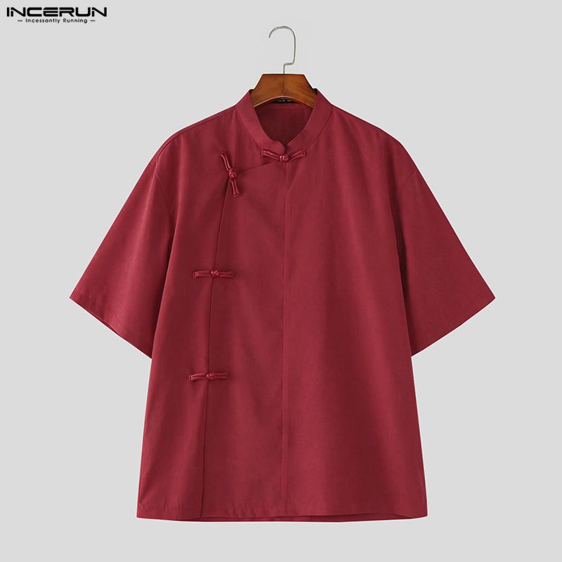 INCERUN Men Shirt Solid Stand  - огляд і ціна Mens Fashion Casual 2026