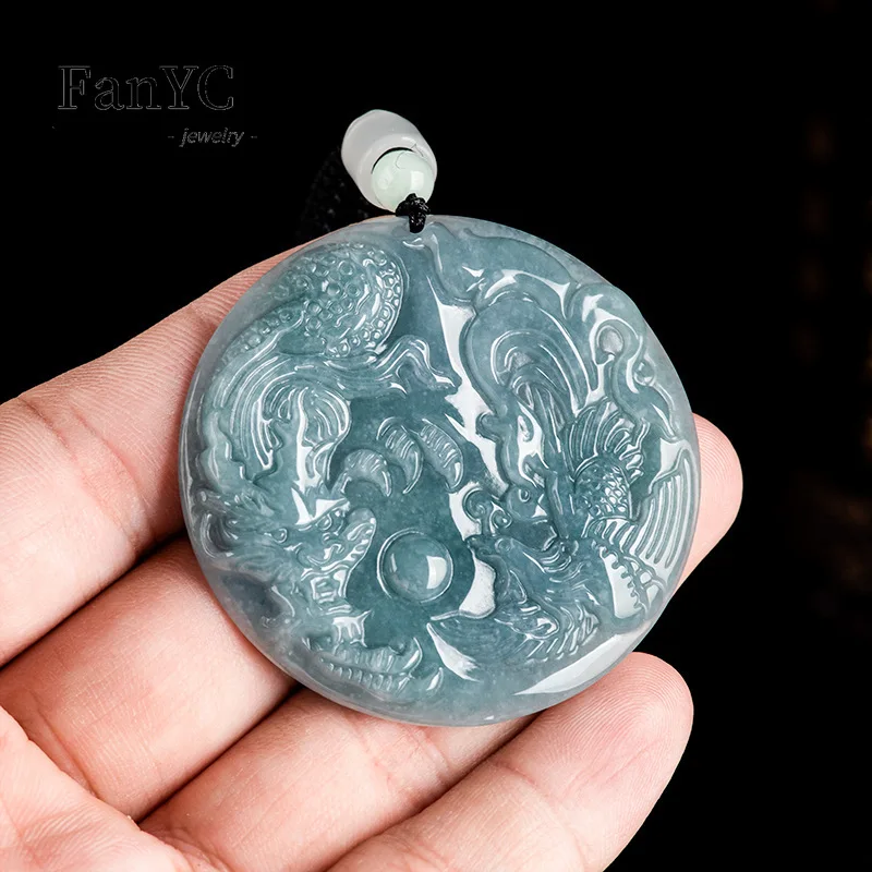 Natural A-goods Jadeite Blue W - огляд і ціна Men'S Fashion Necklaces