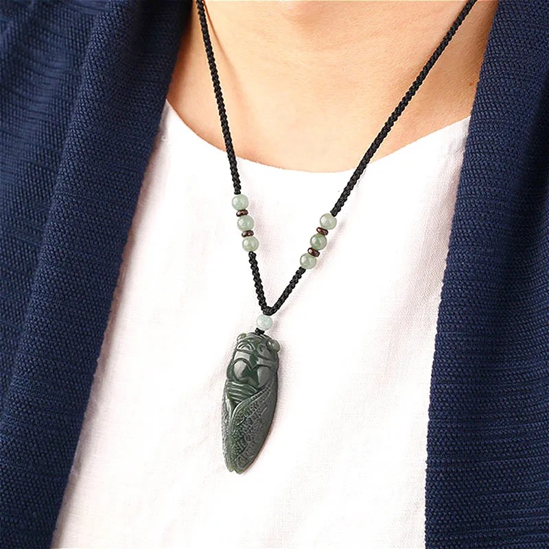 Natural Hetian Jade Cicada Pen - огляд і ціна Men'S Fashion Necklaces