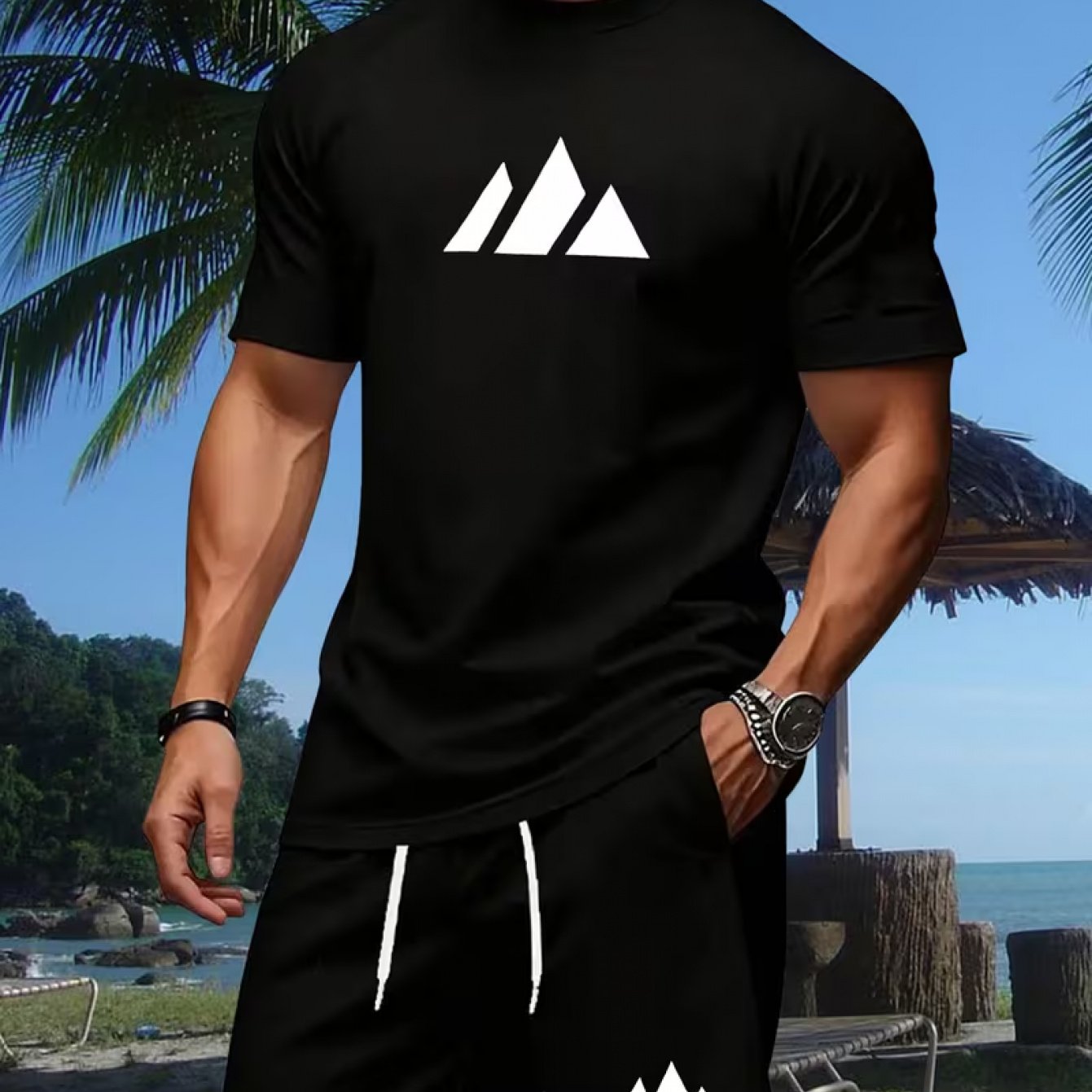 Pattern Printed T-shirt Casual - огляд і ціна Mens Fashion Streetwear