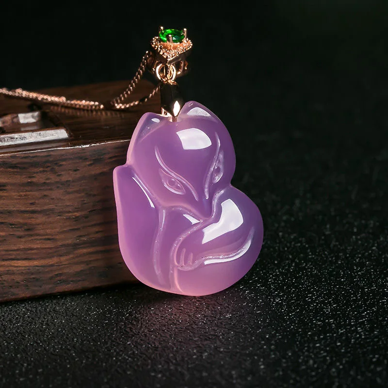 Natural Purple Agate Fox Penda - огляд і ціна Men'S Fashion Necklaces