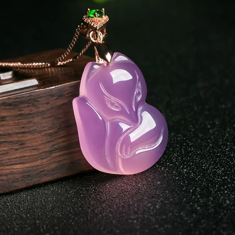 Natural Purple Agate Fox Penda - огляд і ціна Men'S Fashion Necklaces