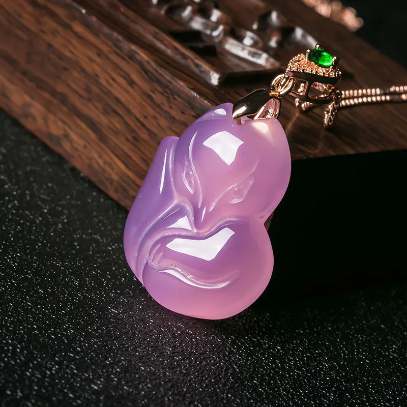Natural Purple Agate Fox Penda - огляд і ціна Men'S Fashion Necklaces