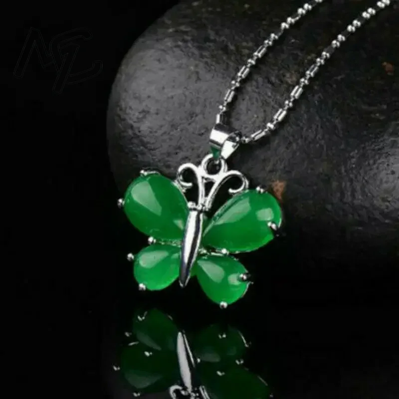 S925 Silver Green Jade Butterf - огляд і ціна Men'S Fashion Necklaces