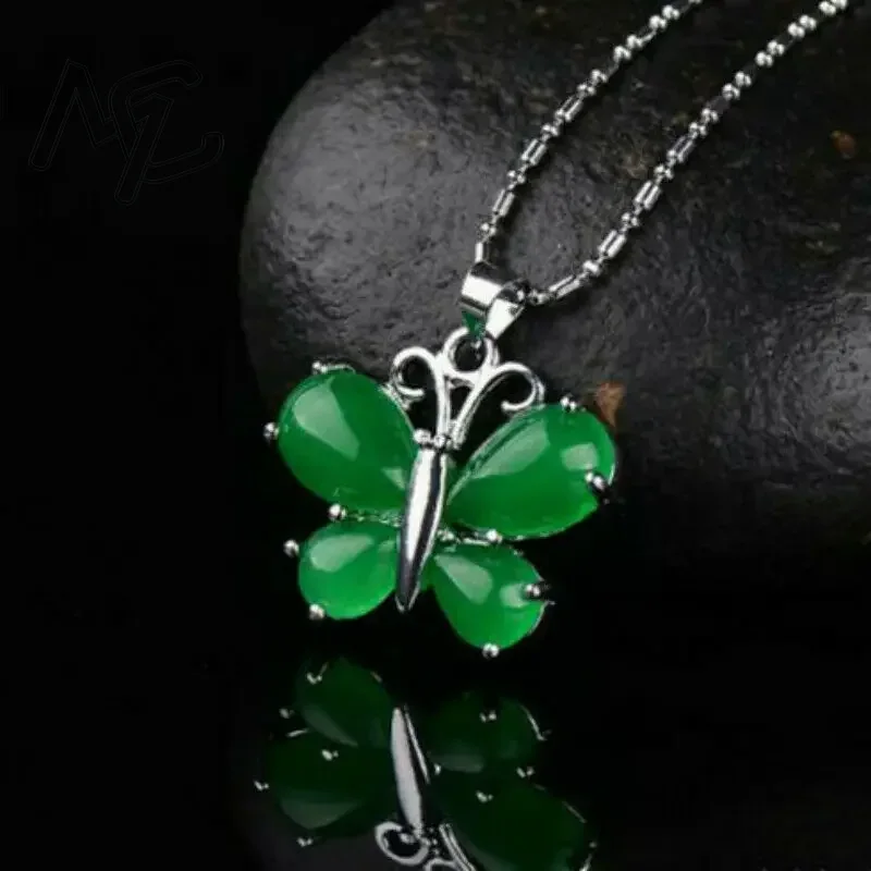 S925 Silver Green Jade Butterf - огляд і ціна Men'S Fashion Necklaces