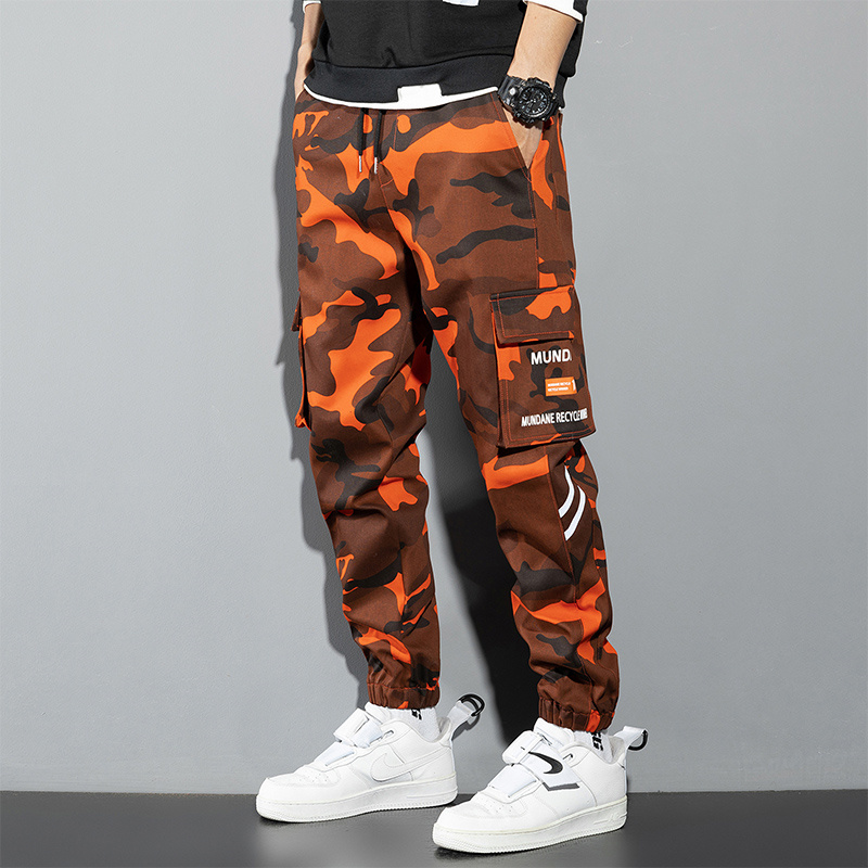 Orange Cargo Pants Men Hip Hop - огляд і ціна Mens Fashion Camo Pants